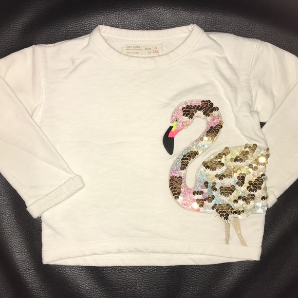 Zara Girls Sequin Flamingo Sweater Size 4 - Picture 6 of 6